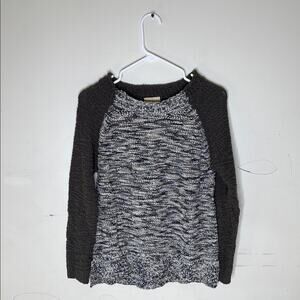 Project Cotton Blend Knit Scoop Neck Gray and White Sweater Size Small